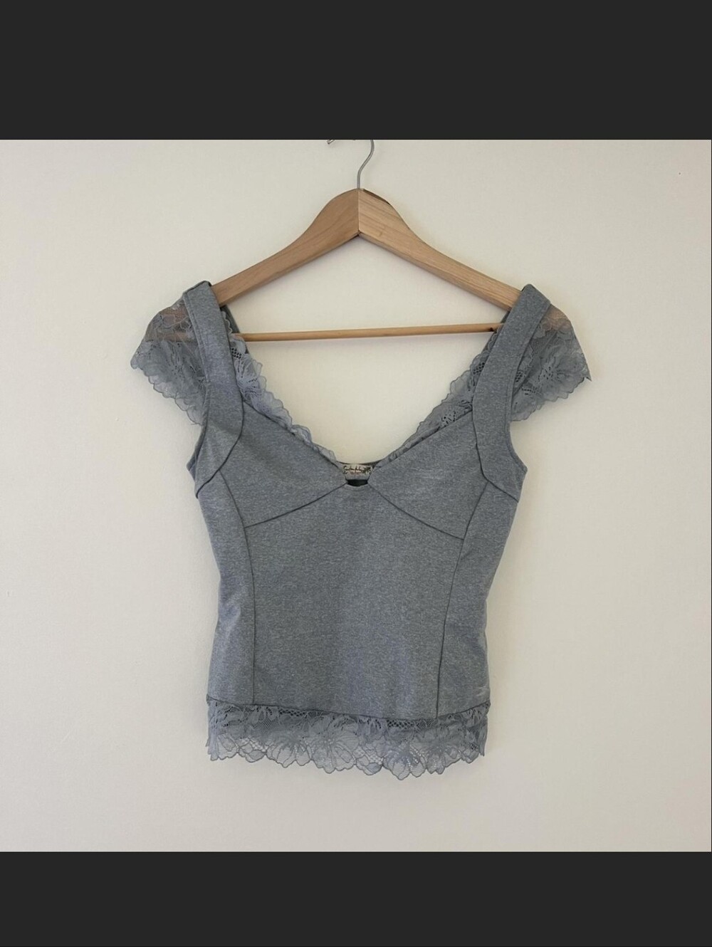 Free People Intimately Gray Lace-Trim Top